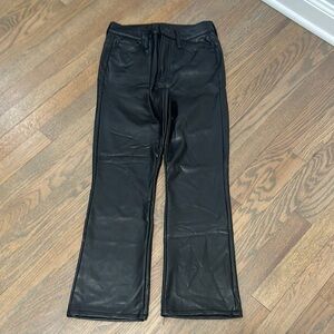 MOTHER Black Faux Leather Wide-Leg Jeans